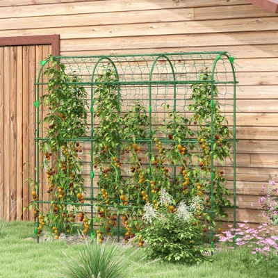 Outsunny Metal Garden Arch Trellis with Climbing Net Outdoor