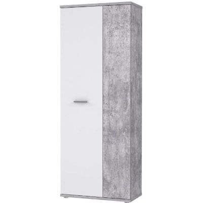Armoire a chaussures MISCA - Style contemporain effet béton et blanc mat - L 69 cm