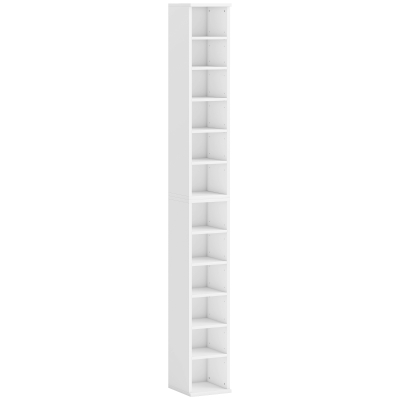 HOMCOM Set of 2 CD Media Display Shelf Unit Tower Rack with Adjustable Shelves, White