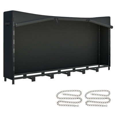 Outsunny Suporte de Lenha Metálico 235x31x116 cm para Exterior com Capa Impermeável  e Estrutura de Aço Preto