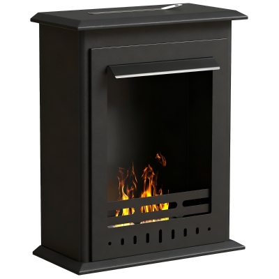 HOMCOM Bio-ethanol haard, vrijstaande indoor vuurplaats, 0,9 L inhoud, staal, 3 uur brandtijd, 60 cm, zwart