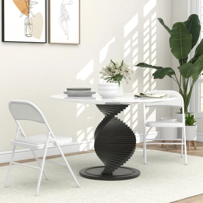 HOMCOM Set de 2 Scaune Pliabile, Scaune Moderne cu Perne din Poliester pentru Acasă și Birou, 45x46x78 cm, Alb