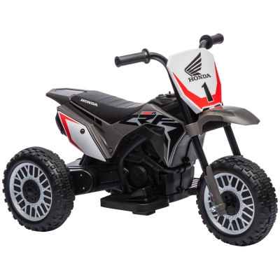HOMCOM Motocicletă Electrică pentru Copii sub Licență Honda CRF450RL cu 3 Roți și Claxon, 71x40.5x43.5 cm, Gri