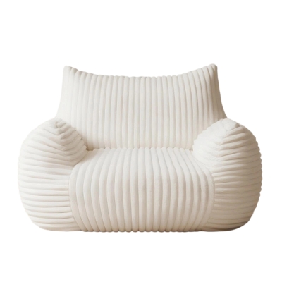 Ultra-Soft Fur Bean Bag Chair with High-Density Shredded Foam, White