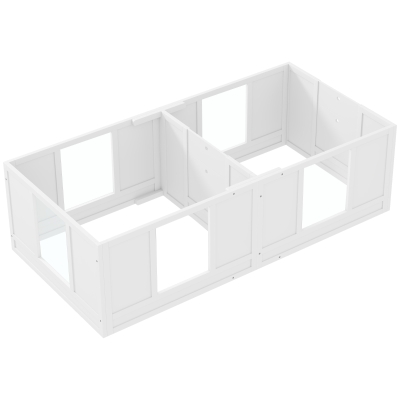 PawHut Cutie pentru căței, cu panouri clare, design în 2 compartimente, pentru câini mici