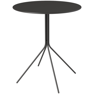 Outsunny Masă de grădină Ø60 x 71 cm, Masă pentru balcon din oțel rezistentă la intemperii, Masă auxiliară rotundă cu tampoane pentru picioare Negru