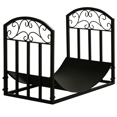 Outsunny Porte-Bûches Métal Noir 60 kg 60,5x36x46,5 cm