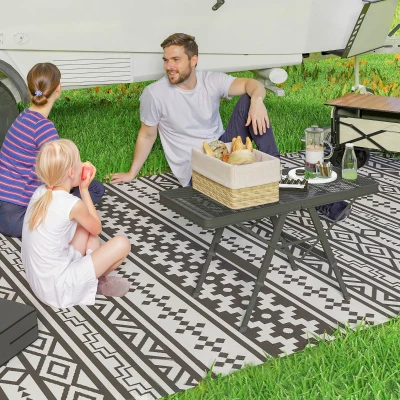 Outsunny Masă de camping reglabilă în înălțime, pliabilă, cu plasă metalică, din aluminiu