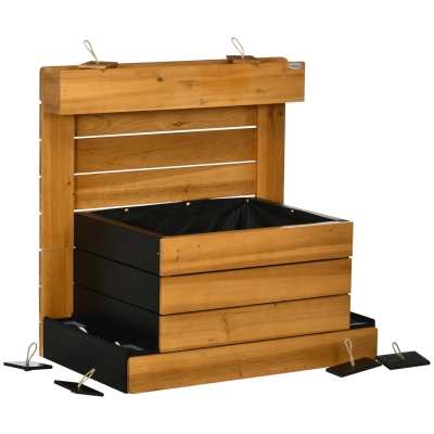 Outsunny Pat ridicat cu 4 cutii de plantare, sistem de auto-udare, căptușeală din material nețesut, rezistent la intemperii, 79,5 cm x 49,5 cm x 80 cm