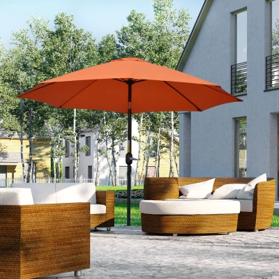 Outsunny 2.6M Patio Parasol Aluminium Orange Canopy