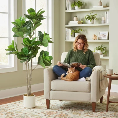 HOMCOM 180cm Artificial Fiddle Leaf Fig Tree Green
