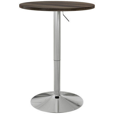 HOMCOM Hochtisch Küche Runder Bartisch für 2 Personen Höhenverstellbar 360° drehbare Tischplatte 60x60x91 cm Nussbaum