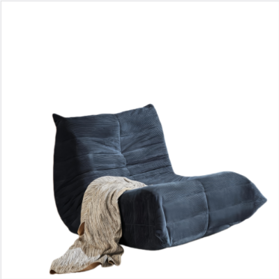 Cosy Corduroy Floor Chair with Neck and Legs Support and Deepened Seat, Blue