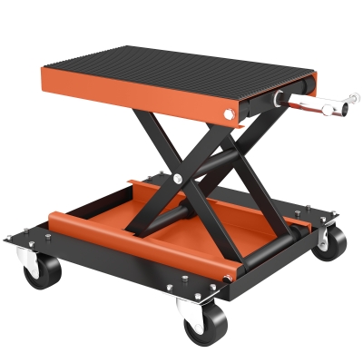 HOMCOM Cric pentru motocicletă 500 kg, platformă reglabilă 135-390 mm, oțel, portocaliu