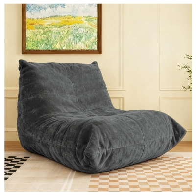 Modern Bean Bag Lazy Sofa with Stylish Chenille Finish, Dark Gray