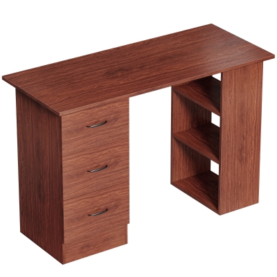 HOMCOM Computer Desk with Shelves & Drawers Walnut Brown