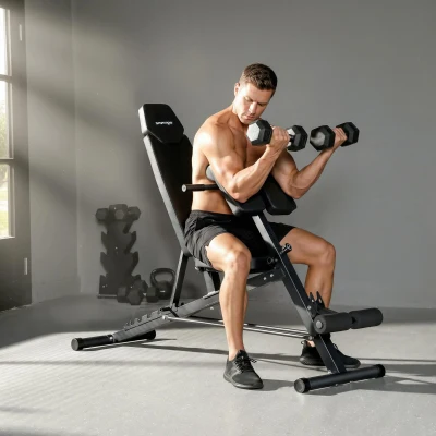 SPORTNOW Banc Musculation Réglable Noir 6 Positions