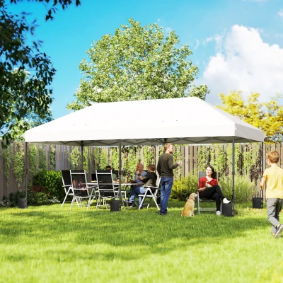 Outsunny Carpa Plegable 6x3 m Pop-up Altura Ajustable 3 Niveles UPF50+ Bloqueo Central Sacos de Arena Bolsa con Ruedas Plateado