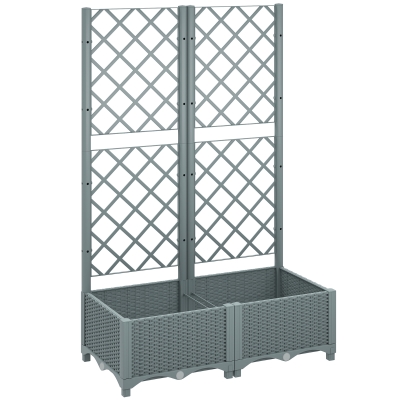 Outsunny Raised Garden Bed with Trellis Grey