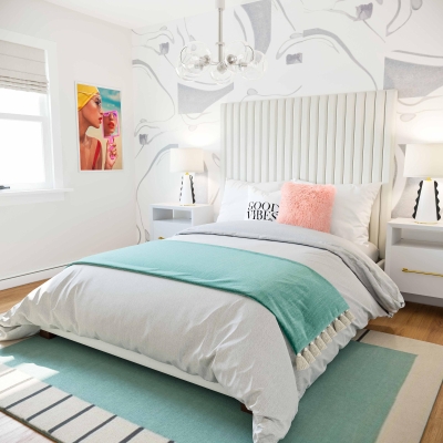 Arabelle King-Size Bed with Tall Channel-Tufted Headboard, White