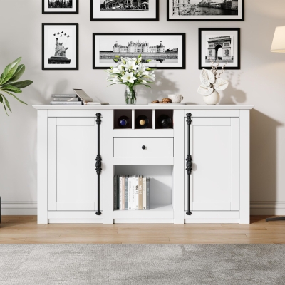 Credenza moderna con 2 ante e cassetto, Bianco