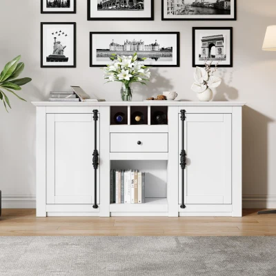 Credenza moderna con 2 ante e cassetto, Bianco
