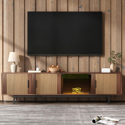 Mobile TV basso con illuminazione LED, color legno