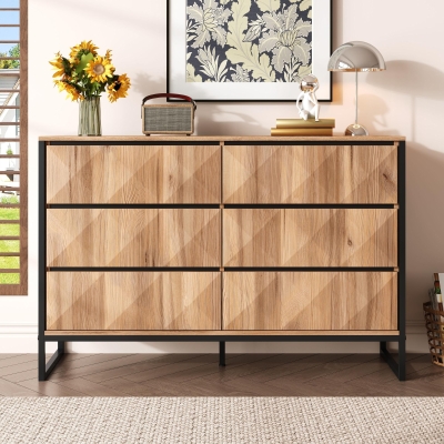 Credenza moderna con 6 cassetti, color legno