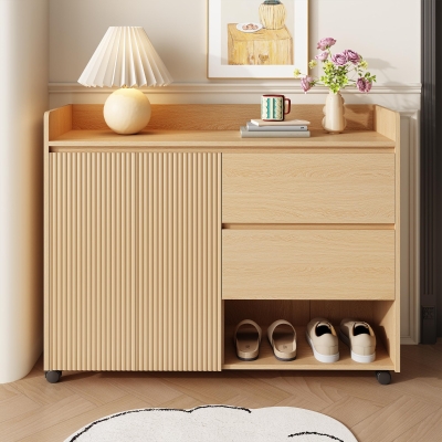 Mobile scarpiera con ripiani regolabili, color legno