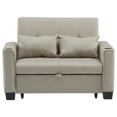 3-In-1 Convertible Pull-Out Sleeper with 3-Position Adjustable Backrest, Beige