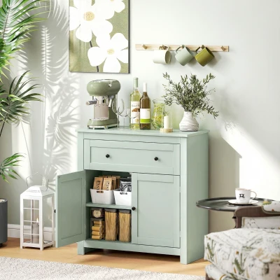 HOMCOM Modern Sideboard Cabinet with Shelf & Drawer, Green