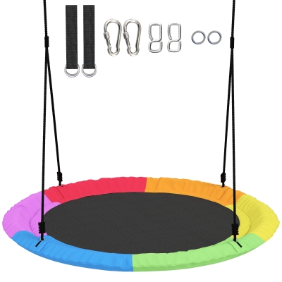 AIYAPLAY Balanço Ninho Ajustável Suspenso até 300 kg com Cordas Ajustáveis 100x100x180 cm Multicolorido