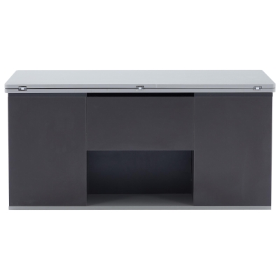 Lift-Top Coffee Table with 2 Push-to-Open Drawers and 3 Open CompartmentsStorage, Grey