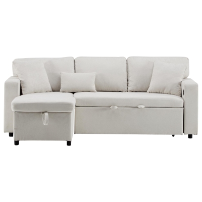 3 Seater Corner Sofa with Integrated Side Shelf and Built-in USB, Beige