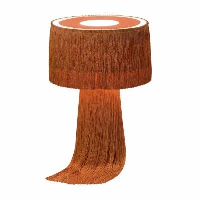 Modern Atolla Brick Tassel Table Lamp with Soft Textural Fabric Shade, Brick