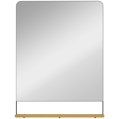 HOMCOM Wall Mirror with Wood Shelf Black