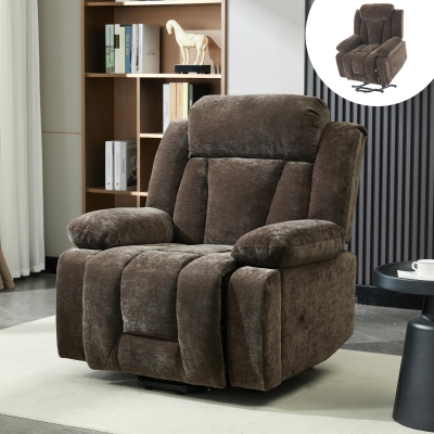 Electric Power Lift Recliner Armchair with Vibration Massage and Lumbar Heating, Brown