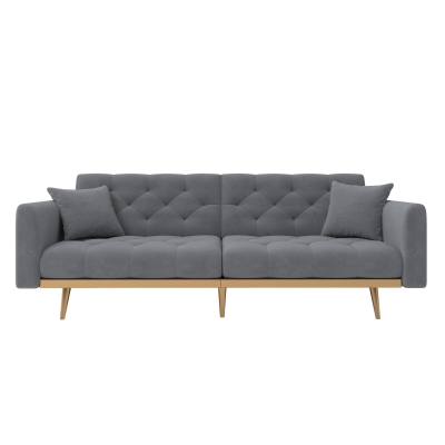 2-Seater Modern Sofa with 3-Position Adjustable Backres and Thick Foam Cushions, Grey