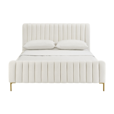 Angela King Size Bed with Integral Base and Sturdy Artisan Craftsmanship, Cream