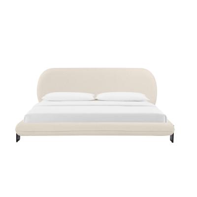 Ophelia Faux Wool Super King Bed with Slatted Base and 2 Matching Bolster Cushions, Cream