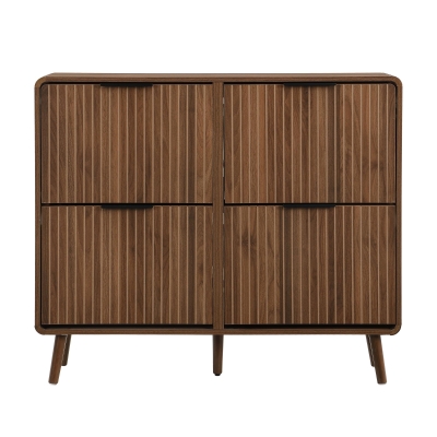 Scarpiera moderna a 4 ante con doppio vano, color legno