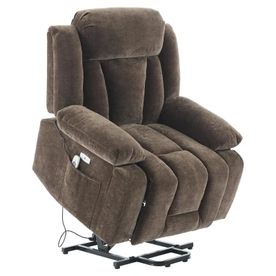 Electric Power Lift Recliner Armchair with Vibration Massage and Lumbar Heating, Brown