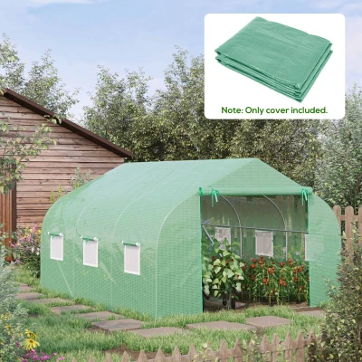 Outsunny Walk In Greenhouse Cover Replacement Plant Growhouse PE Cover 3.5x3x2m Green