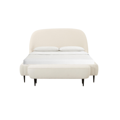 Denise Boucle King-Size Bed with Integrated Slatted Base, Cream