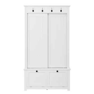 Dulap de hol cu uși glisante și compartiment pentru pantofi integrat, Alb