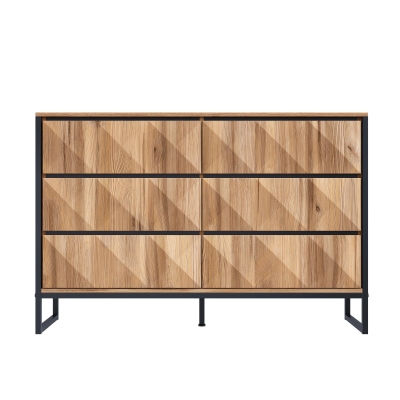 Credenza moderna con 6 cassetti, color legno