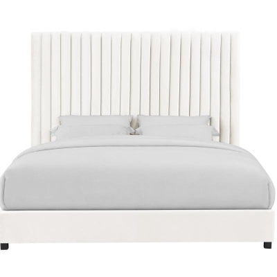 Arabelle Super King Bed with Tall Channel-Tufted Headboard, White