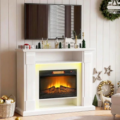 HOMCOM Electric Fireplace LED Mantel 6142 BTU White