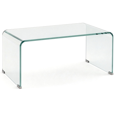 HOMCOM Stabiler Couchtisch aus Glas, einteiliges Design, schlicht und modern, 80 x 45 x 35 cm, Transparent