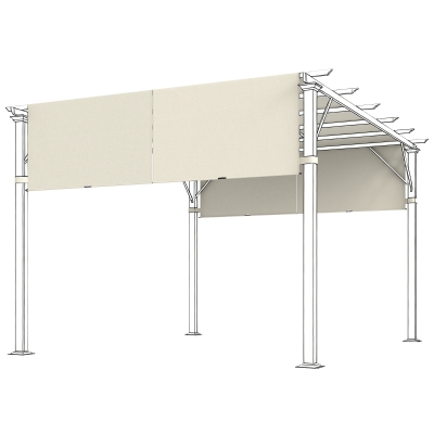 Outsunny Vervangend dak voor pergola met UV-bescherming, zonnescherm voor terrasoverkapping voor 3 x 3 m paviljoen, Crèmewit